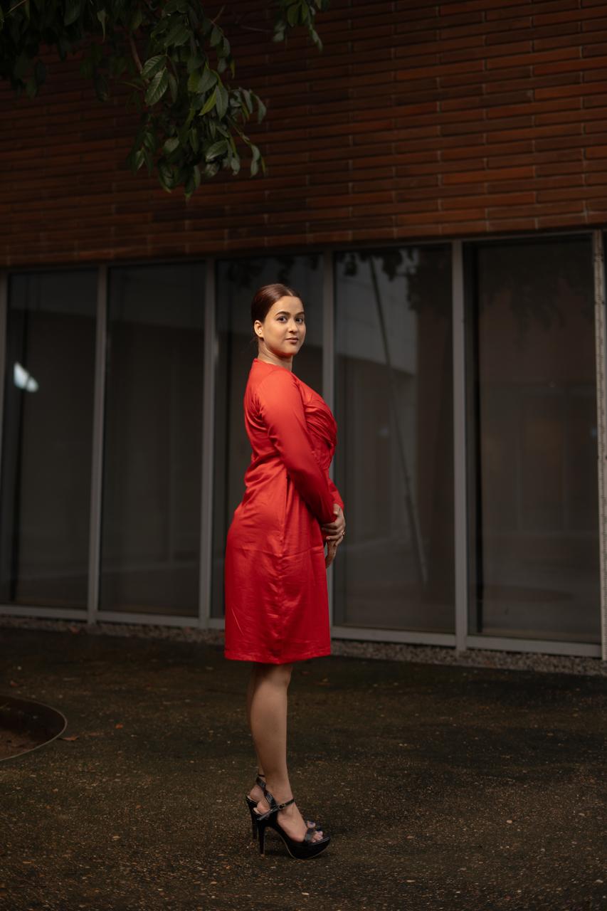 Red Front Twisted Mini Dress