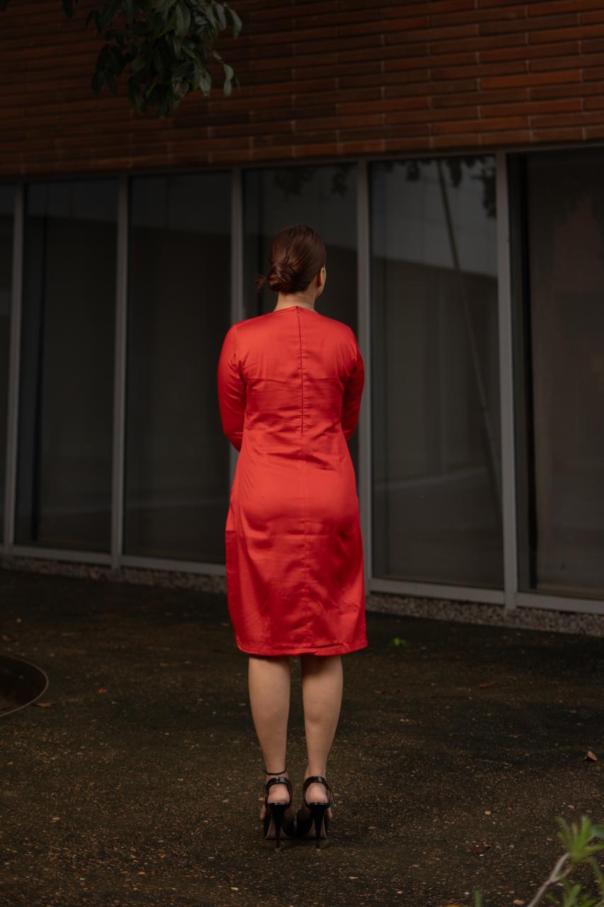 Red Front Twisted Mini Dress