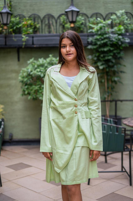 Green Blazer and Skirt Co-ord set.