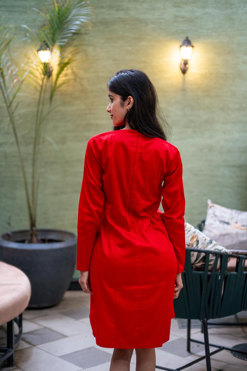 Red Front Twisted Mini Dress