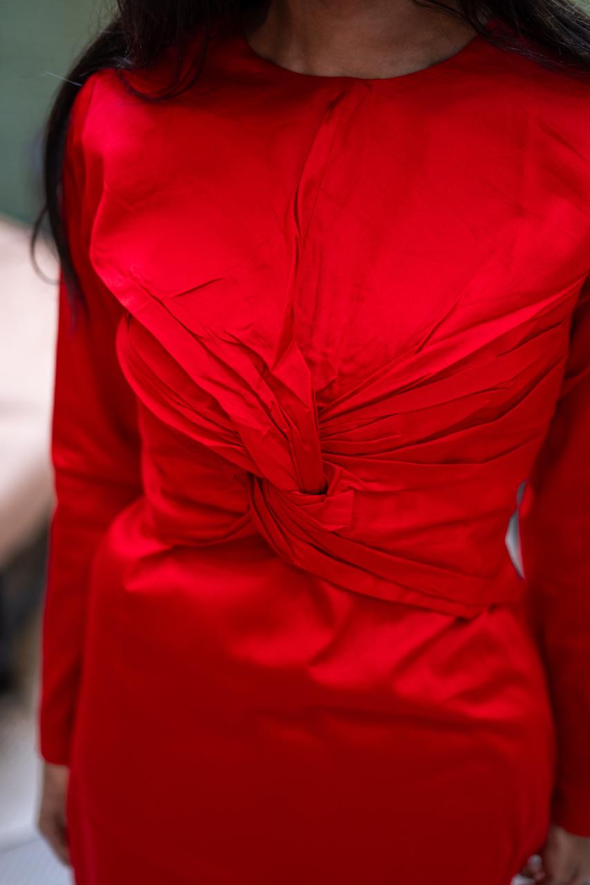 Red Front Twisted Mini Dress